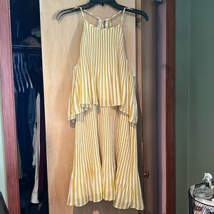 Dolce Vita Summer Dress Size Medium Yellow & White Vertical Stripes